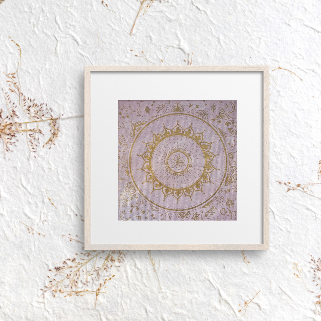 mandala růžová se zlatou