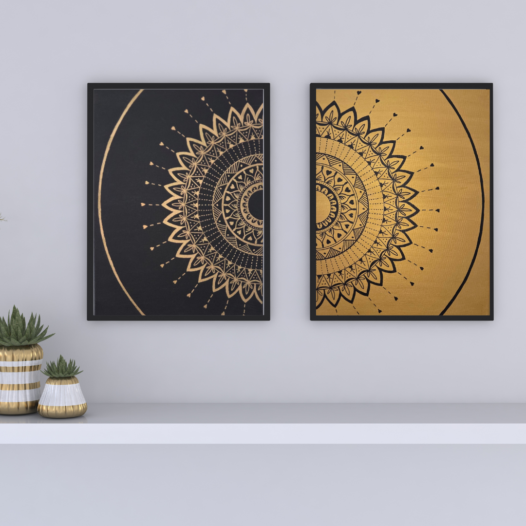 mandala zlato černý pár