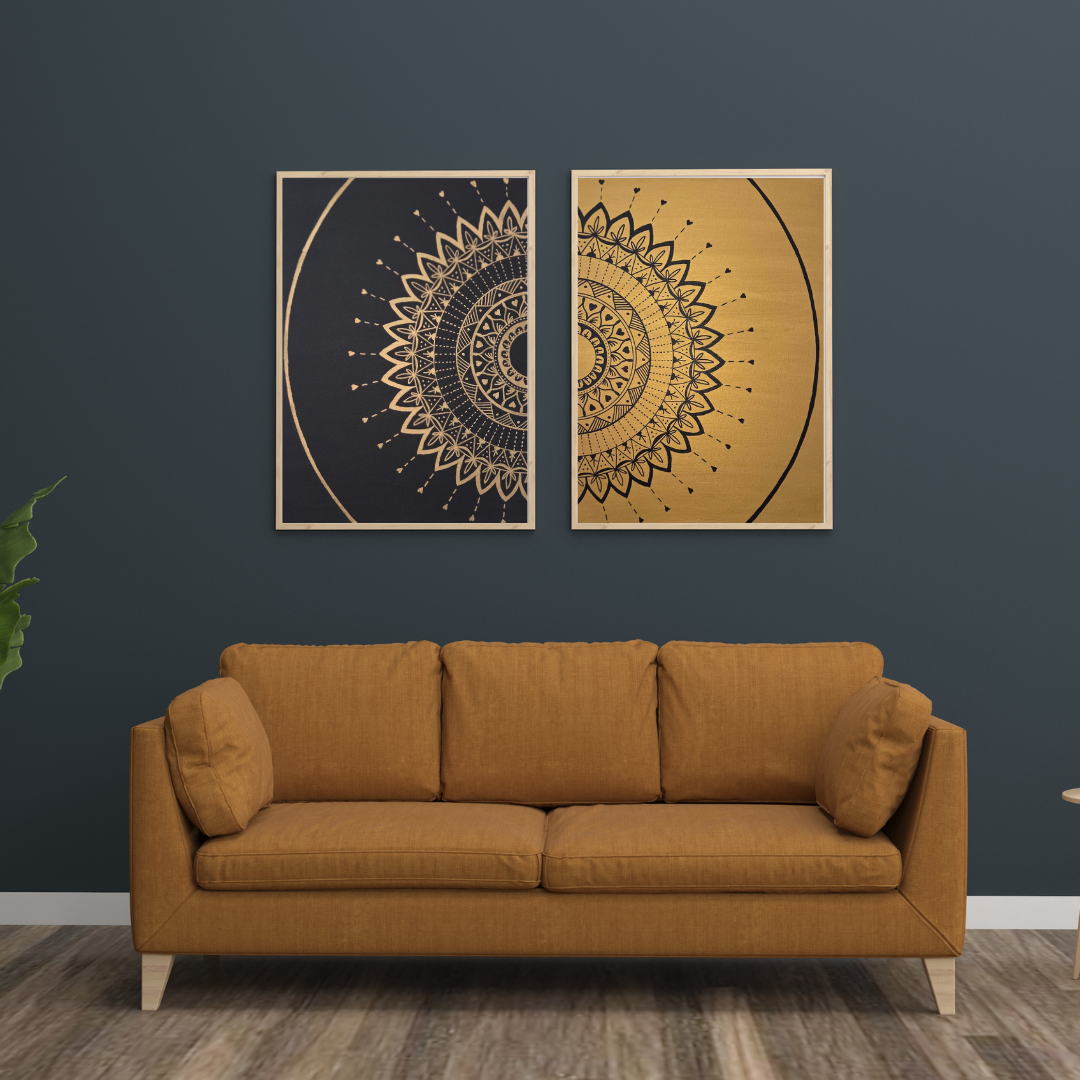 mandala zlato černý pár