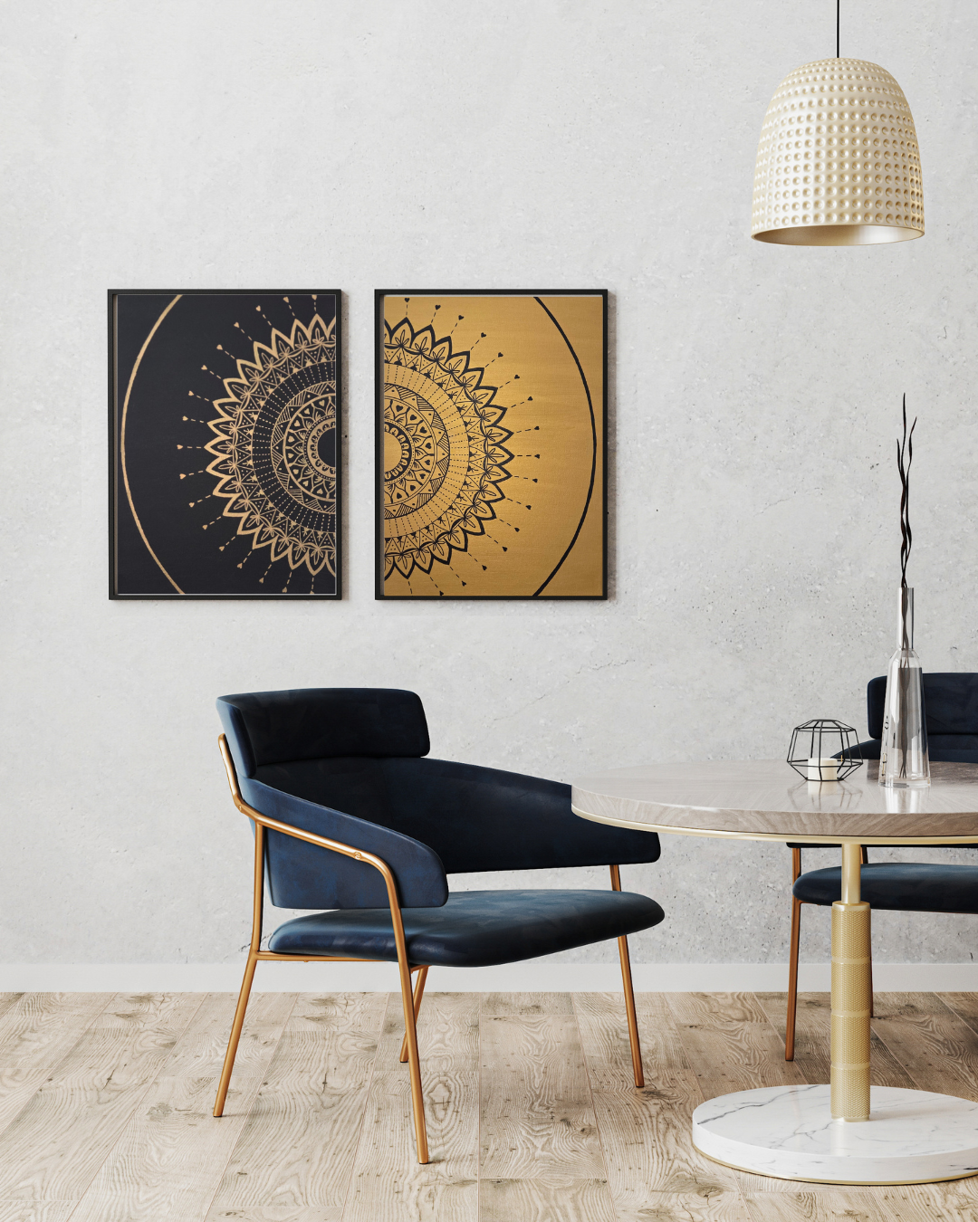 mandala zlato černý pár