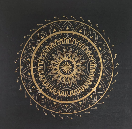 mandala zlato černá 40