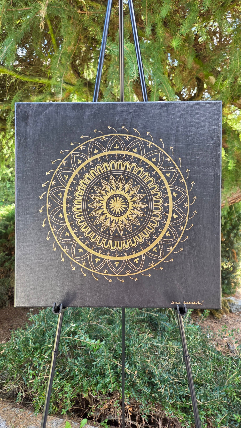 mandala zlato černá 40