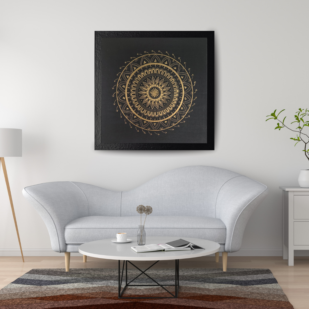 mandala zlato černá 40