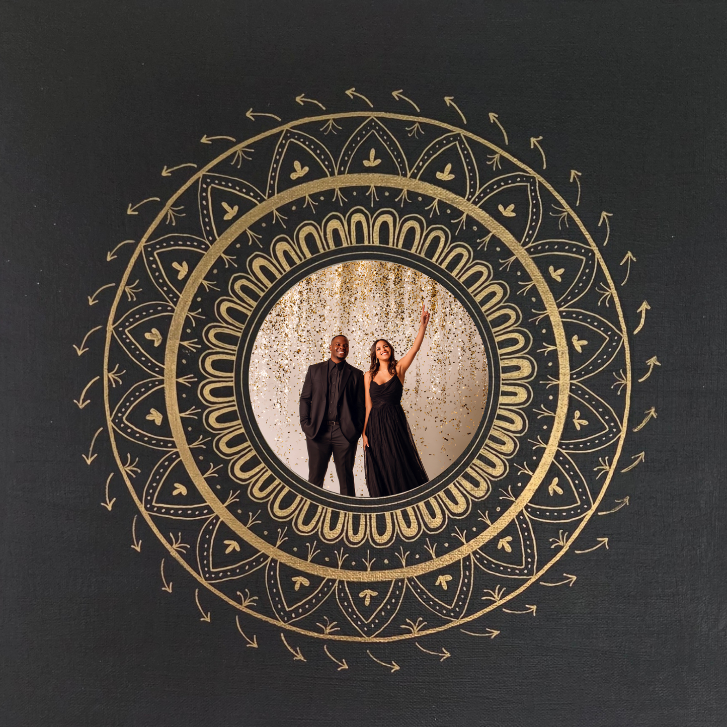 mandala zlato černá 40