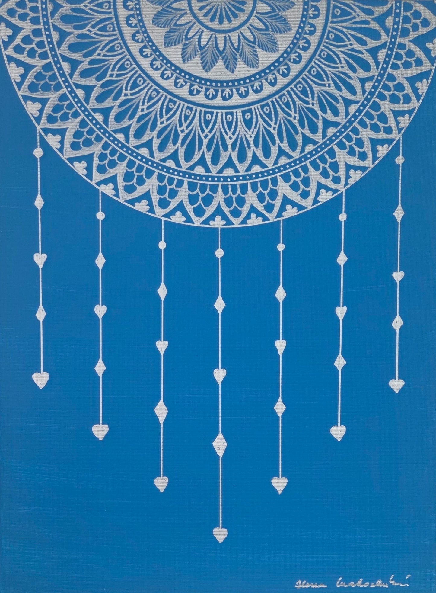 mandala modro stříbrná