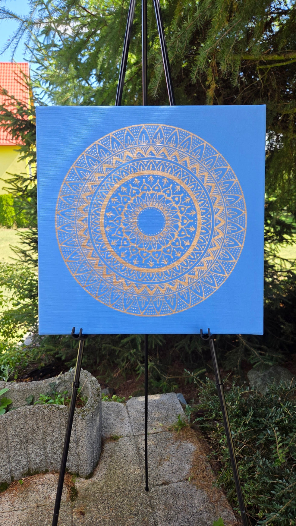 mandala modro zlatá