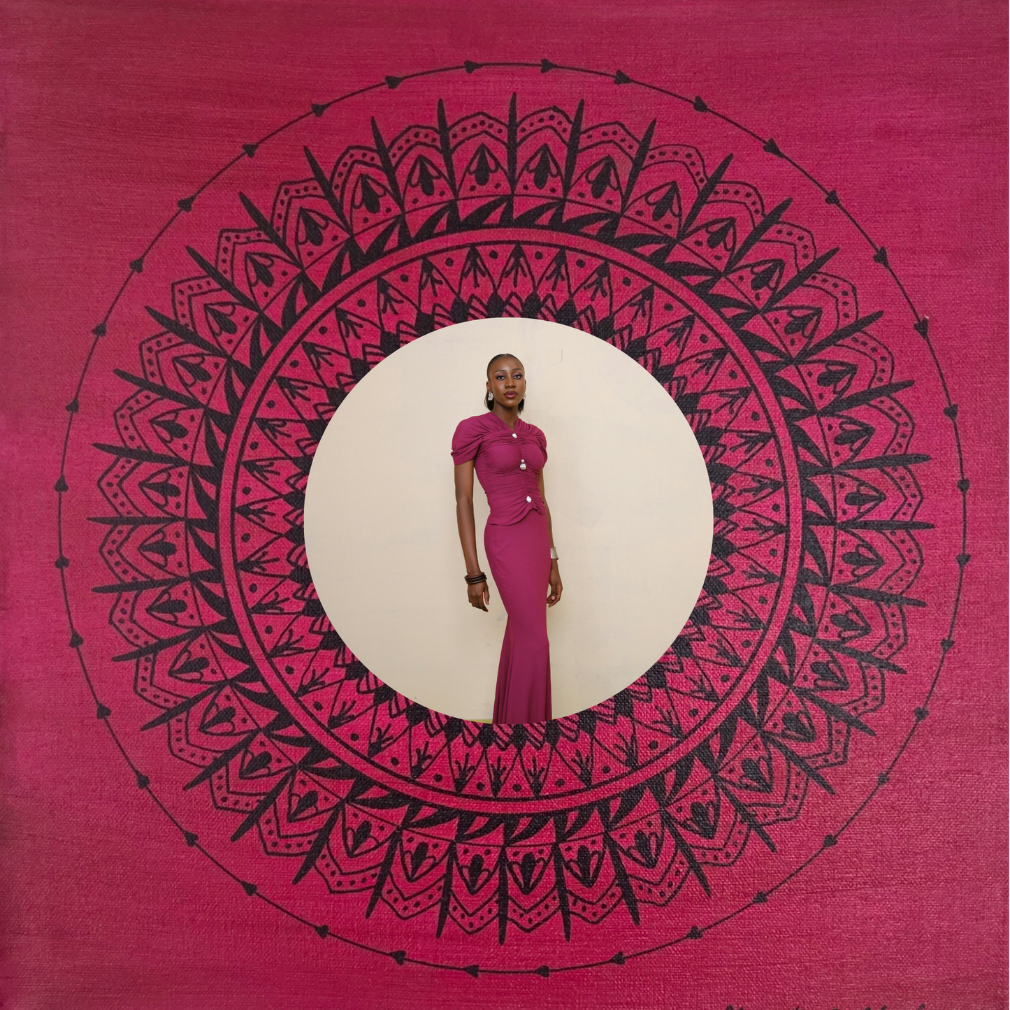 mandala magenta s černou