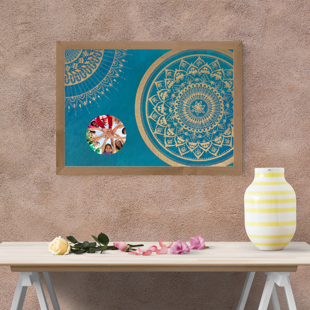 mandala tyrkysová se zlatou