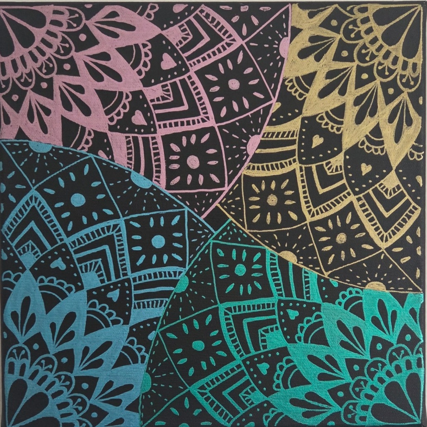 mandala černo barevná