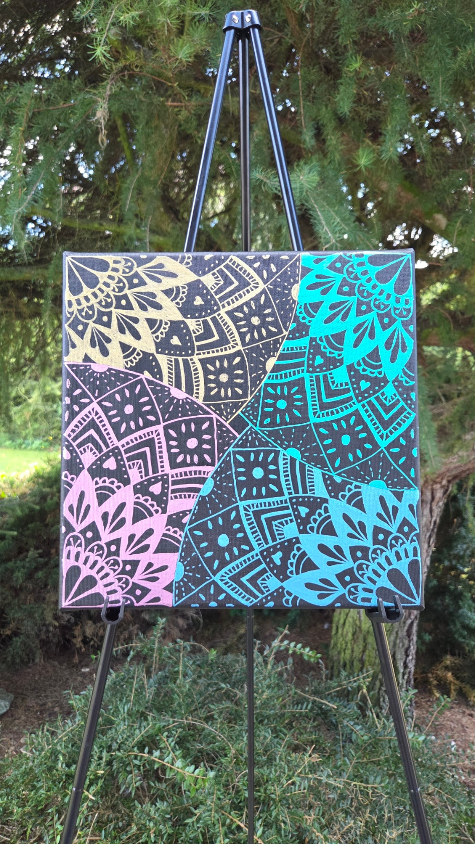 mandala černo barevná