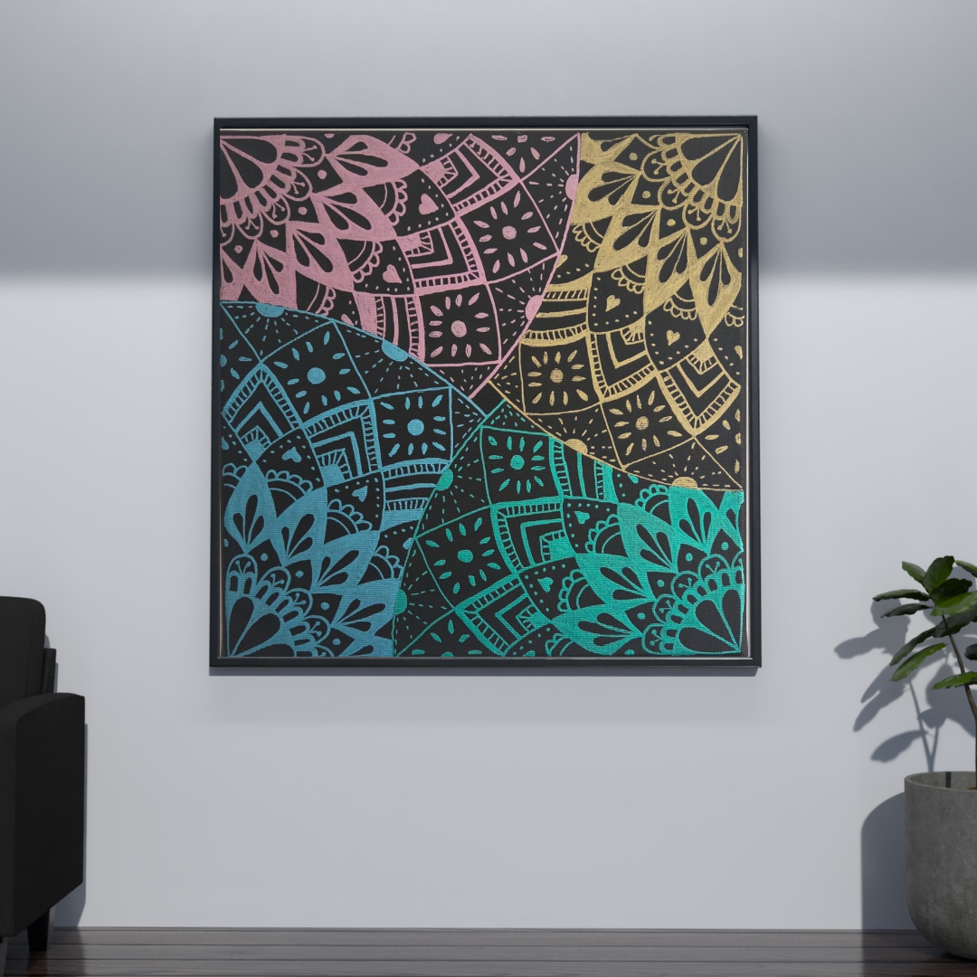 mandala černo barevná