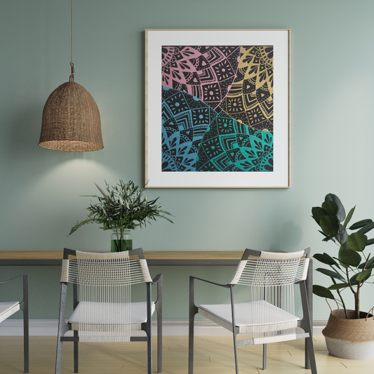 mandala černo barevná