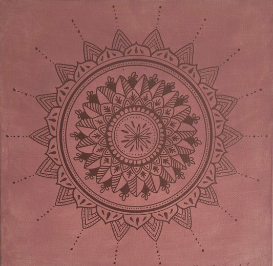 mandala růžová s bronzovou