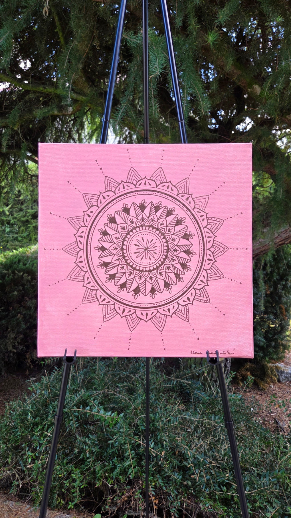 mandala růžová s bronzovou