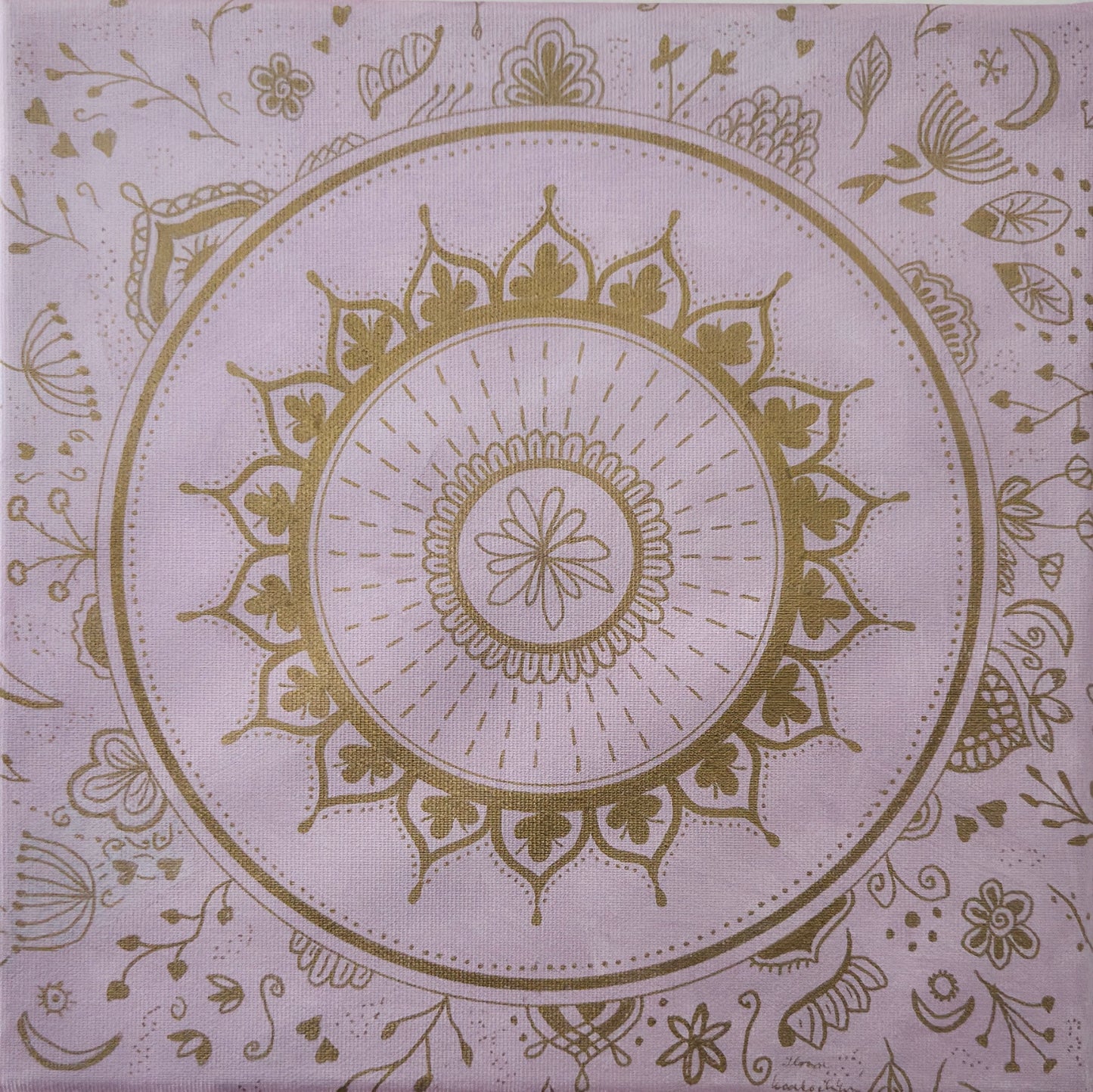 mandala růžová se zlatou