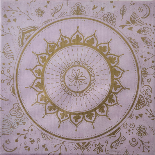 mandala růžová se zlatou