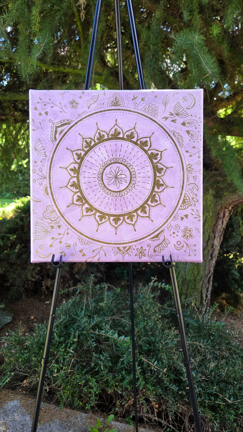 mandala růžová se zlatou