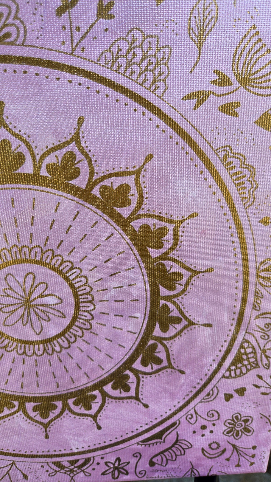 mandala růžová se zlatou