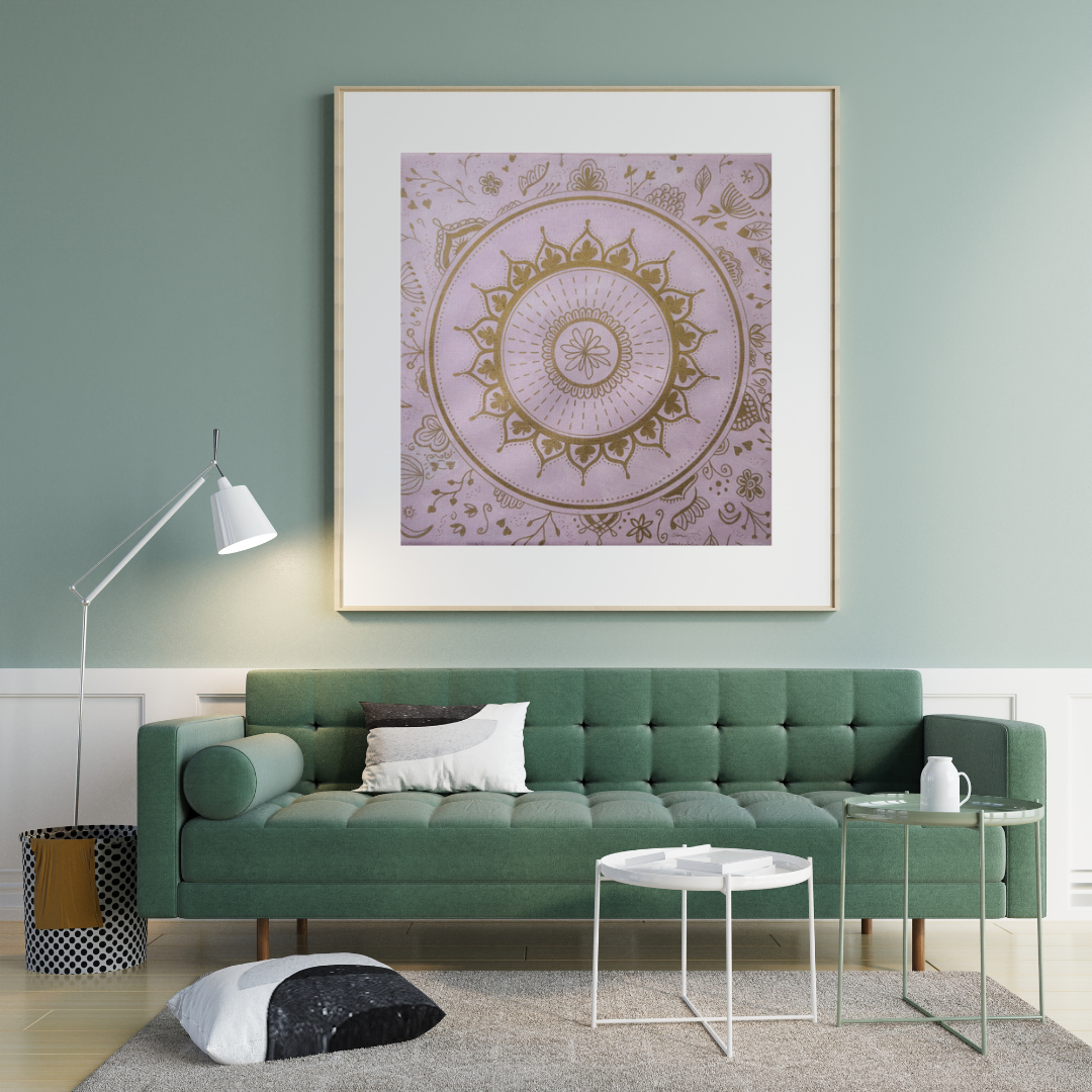 mandala růžová se zlatou