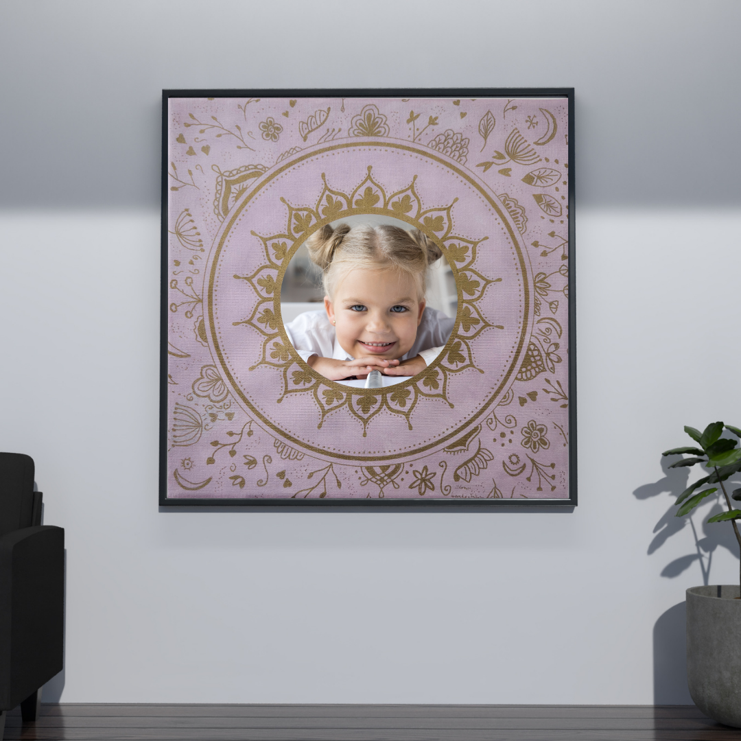 mandala růžová se zlatou