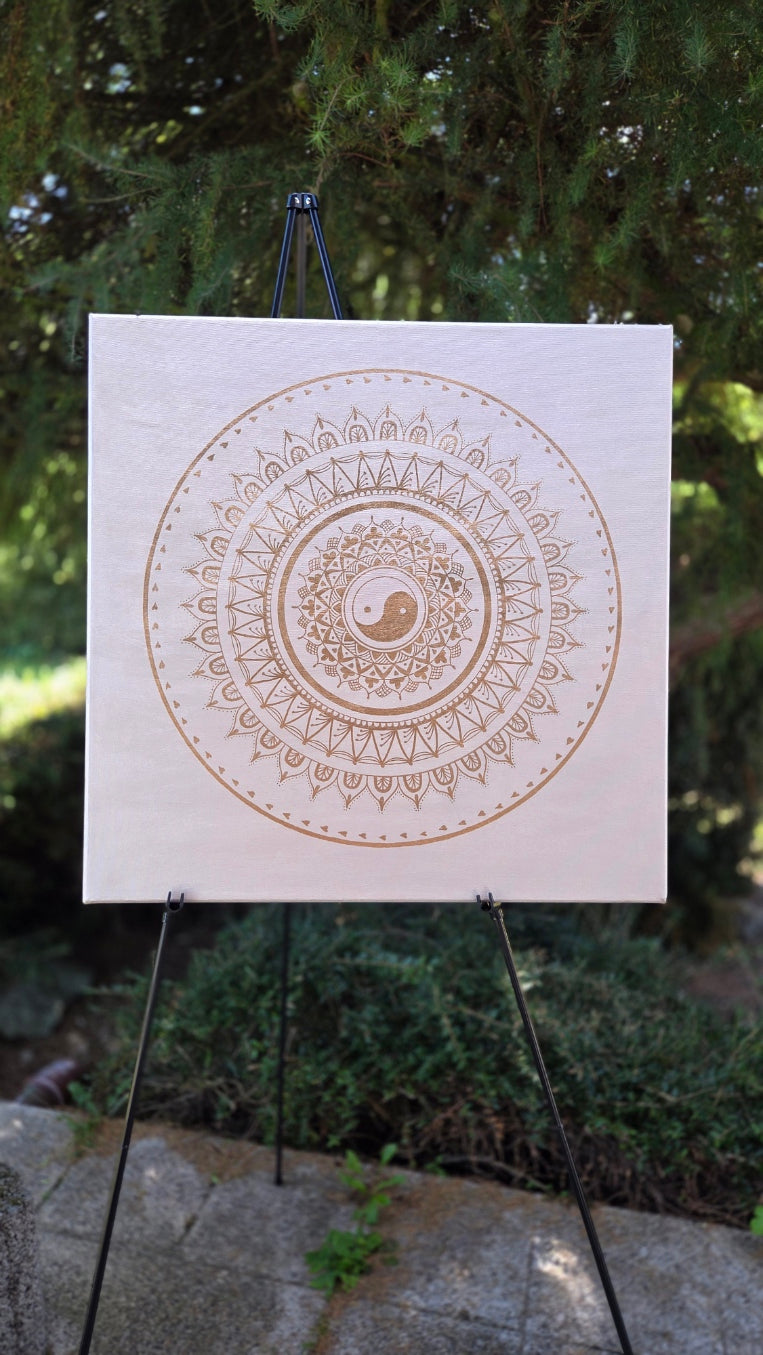 mandala béžová s bronzovou