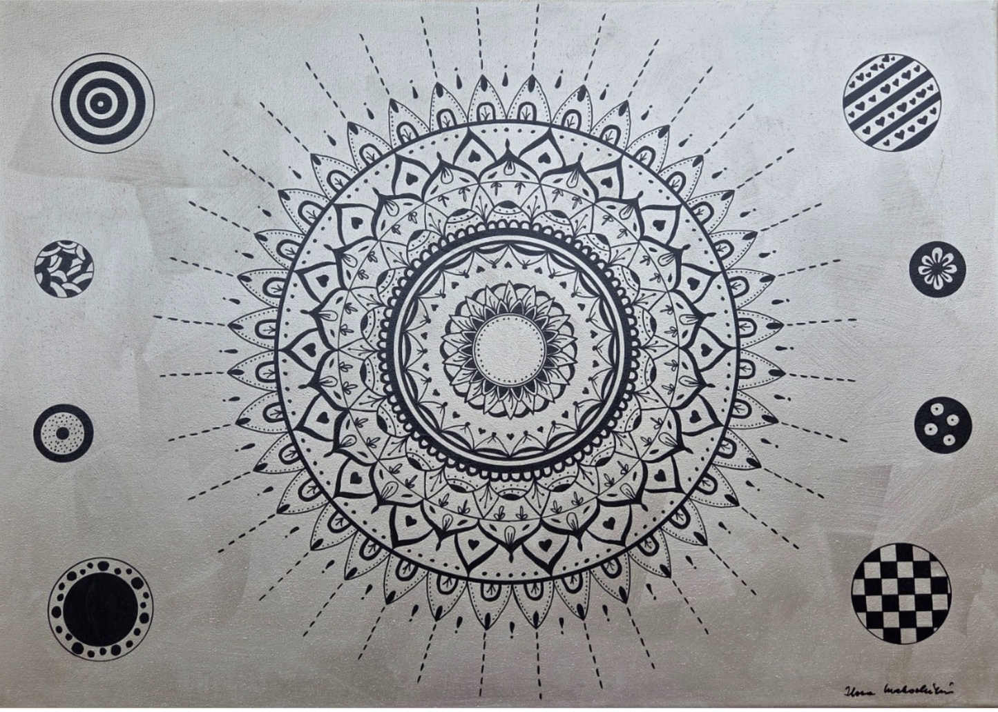 mandala béžová s černou