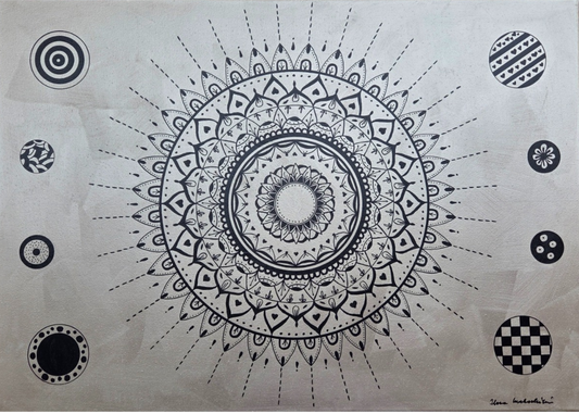 mandala béžová s černou