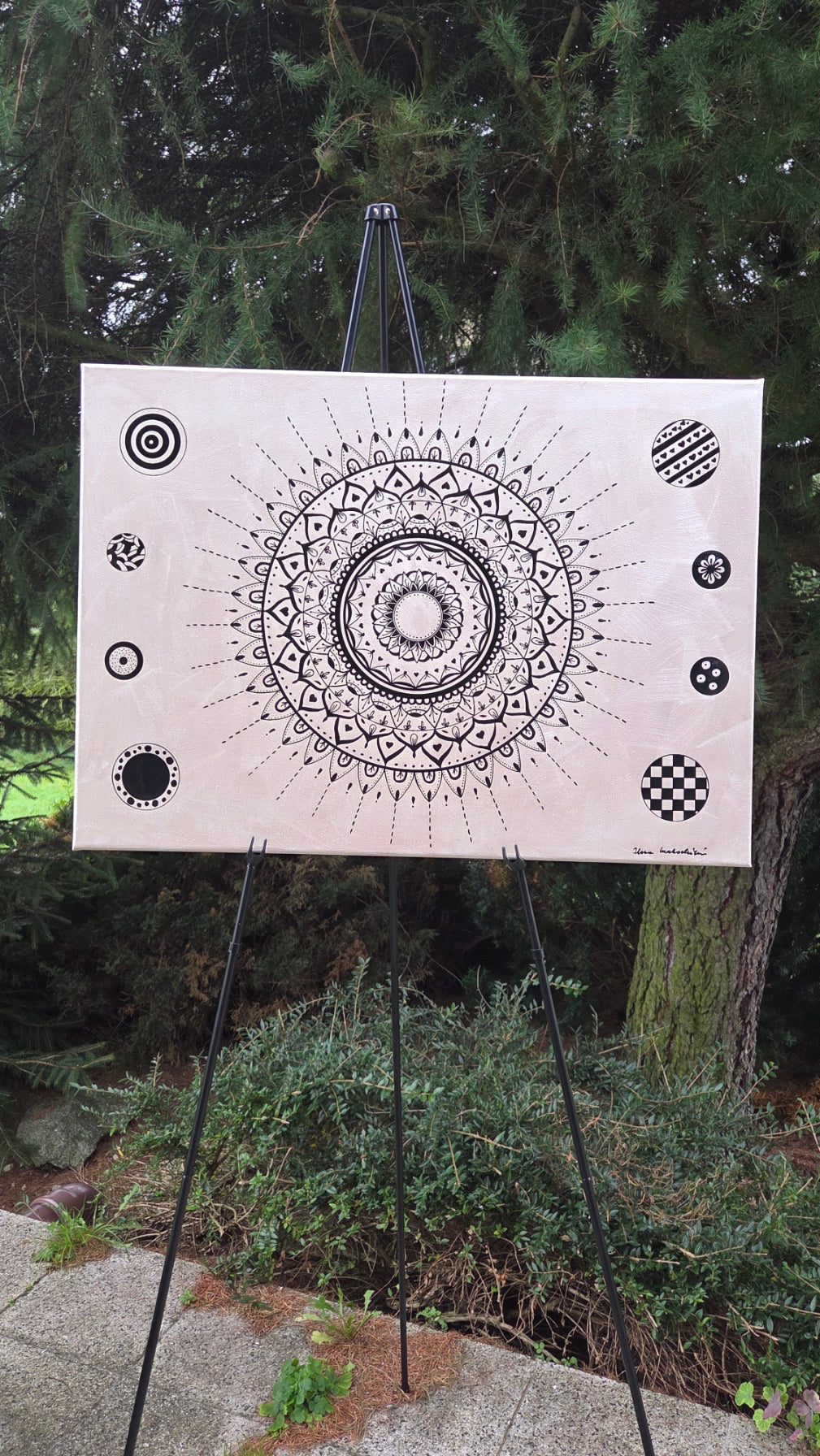 mandala béžová s černou