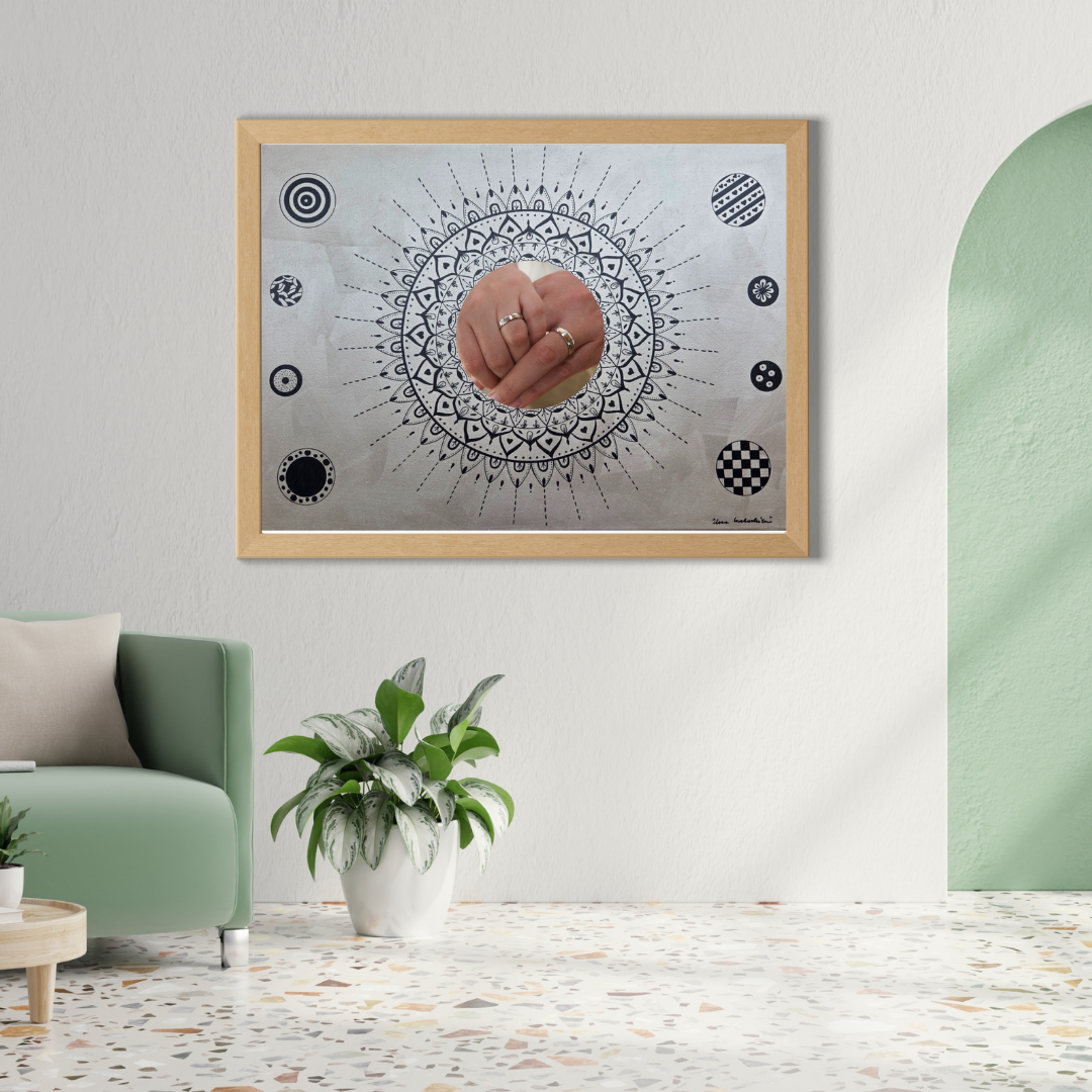 mandala béžová s černou