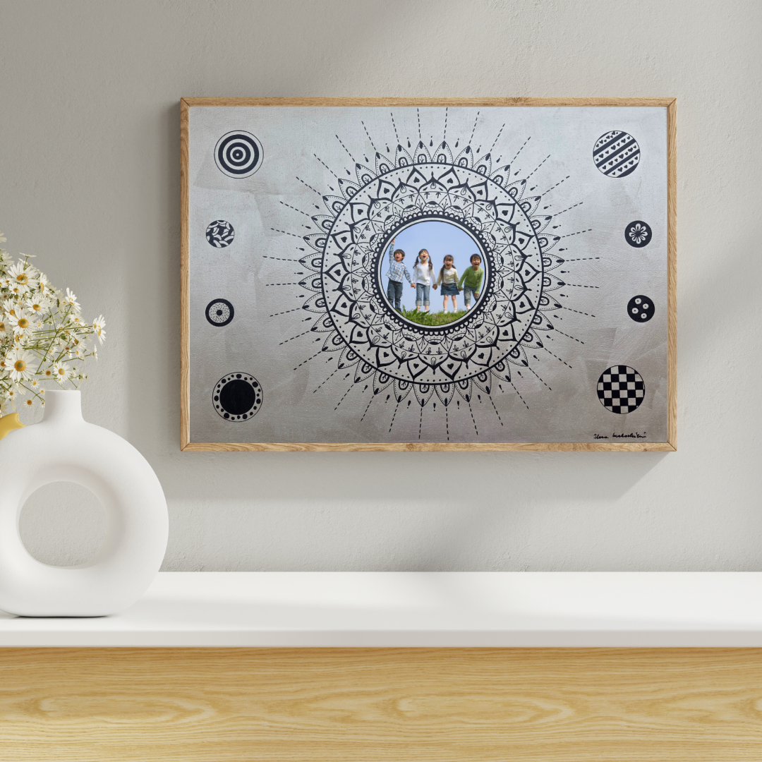 mandala béžová s černou