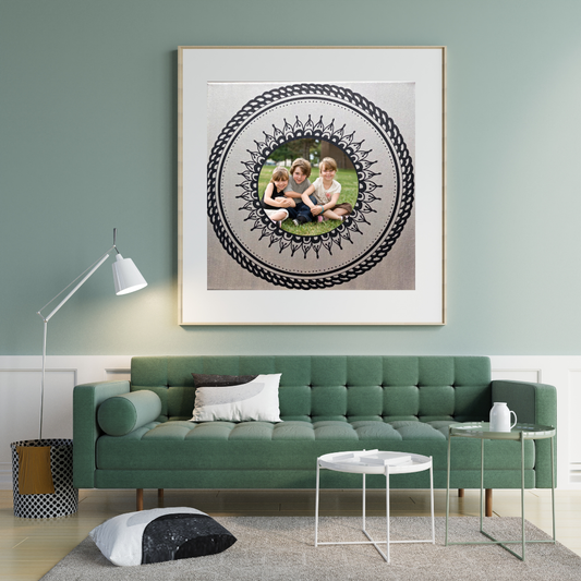 mandala stříbrná s černou