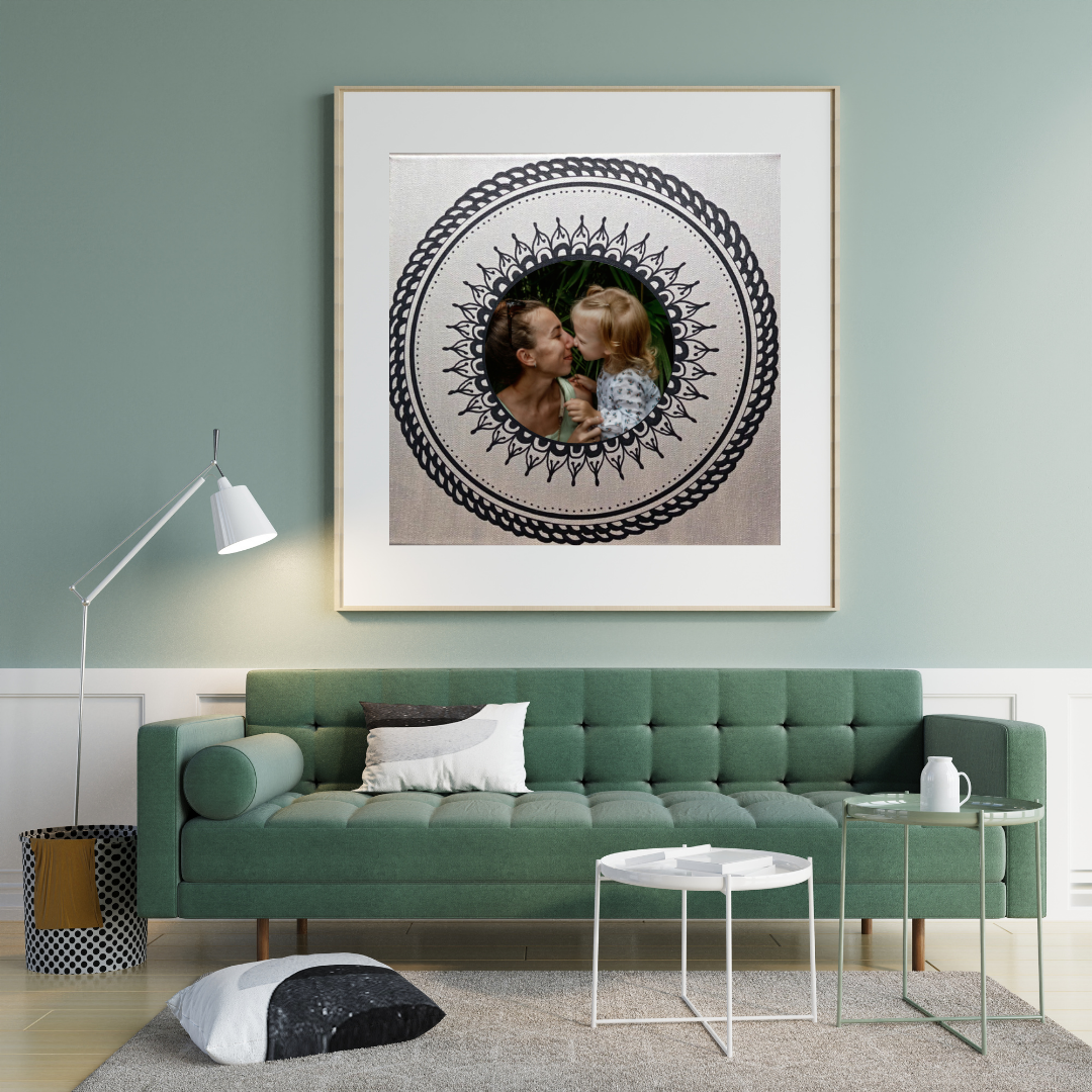 mandala stříbrná s černou