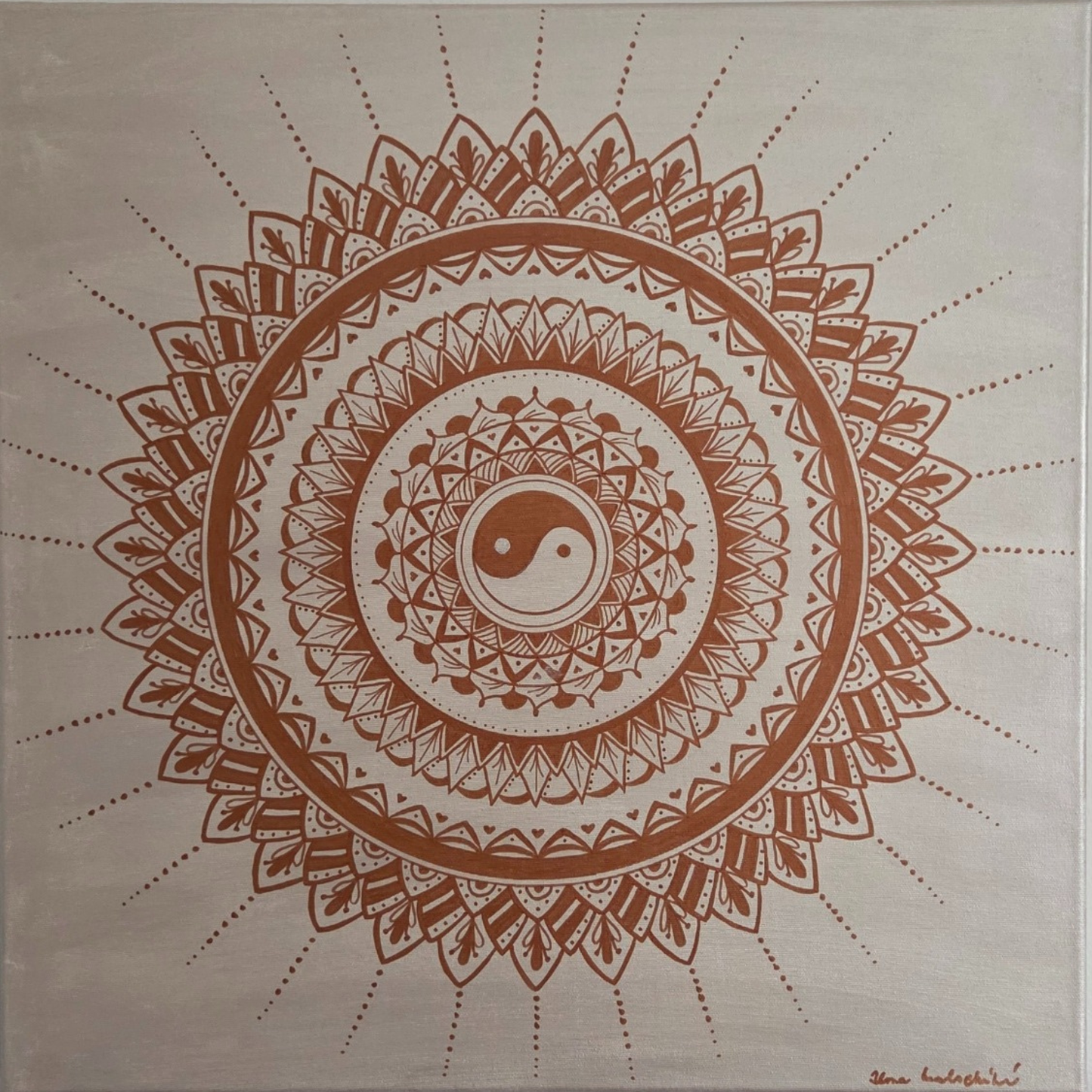 mandala béžová s měděnou
