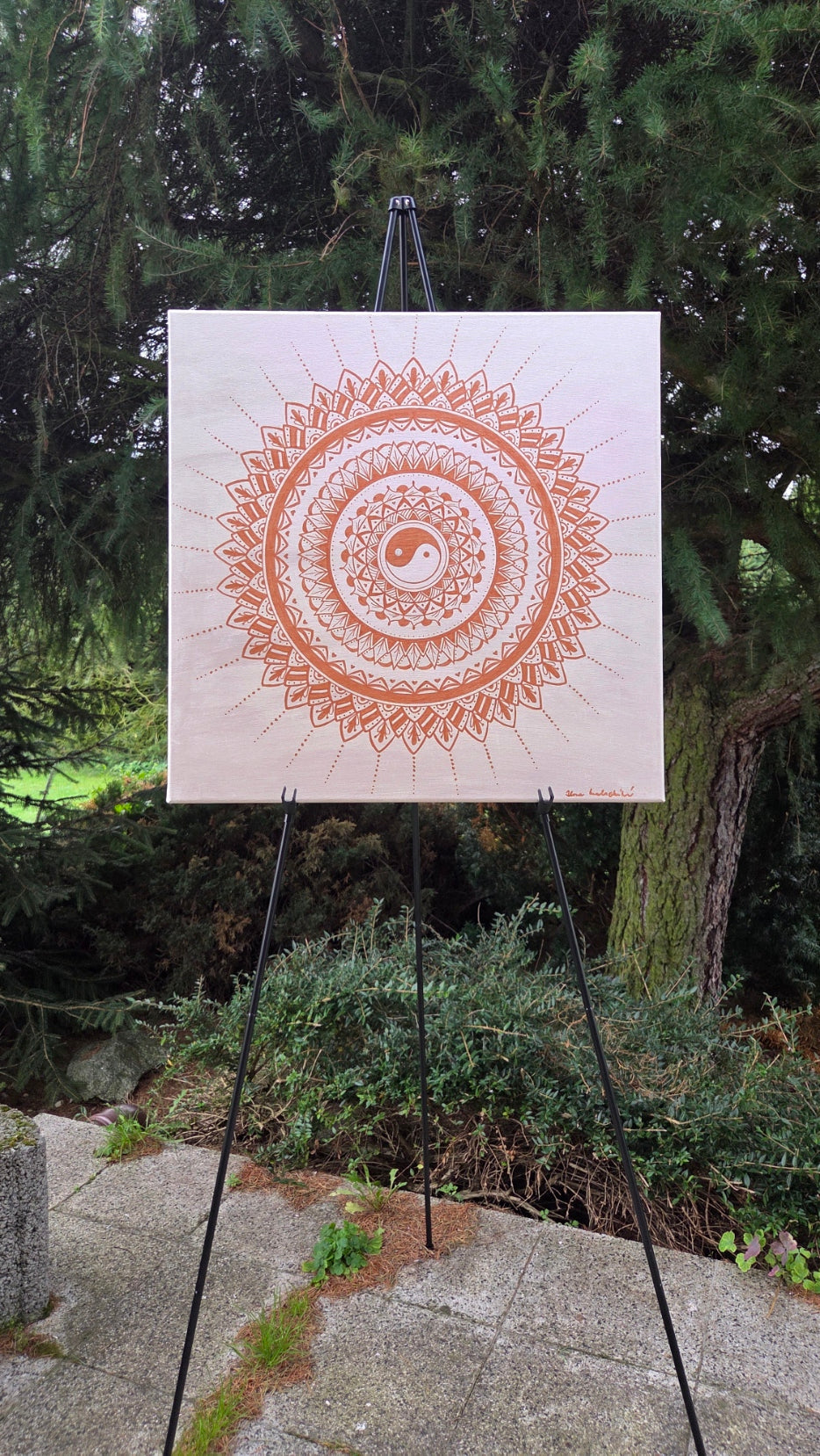 mandala béžová s měděnou