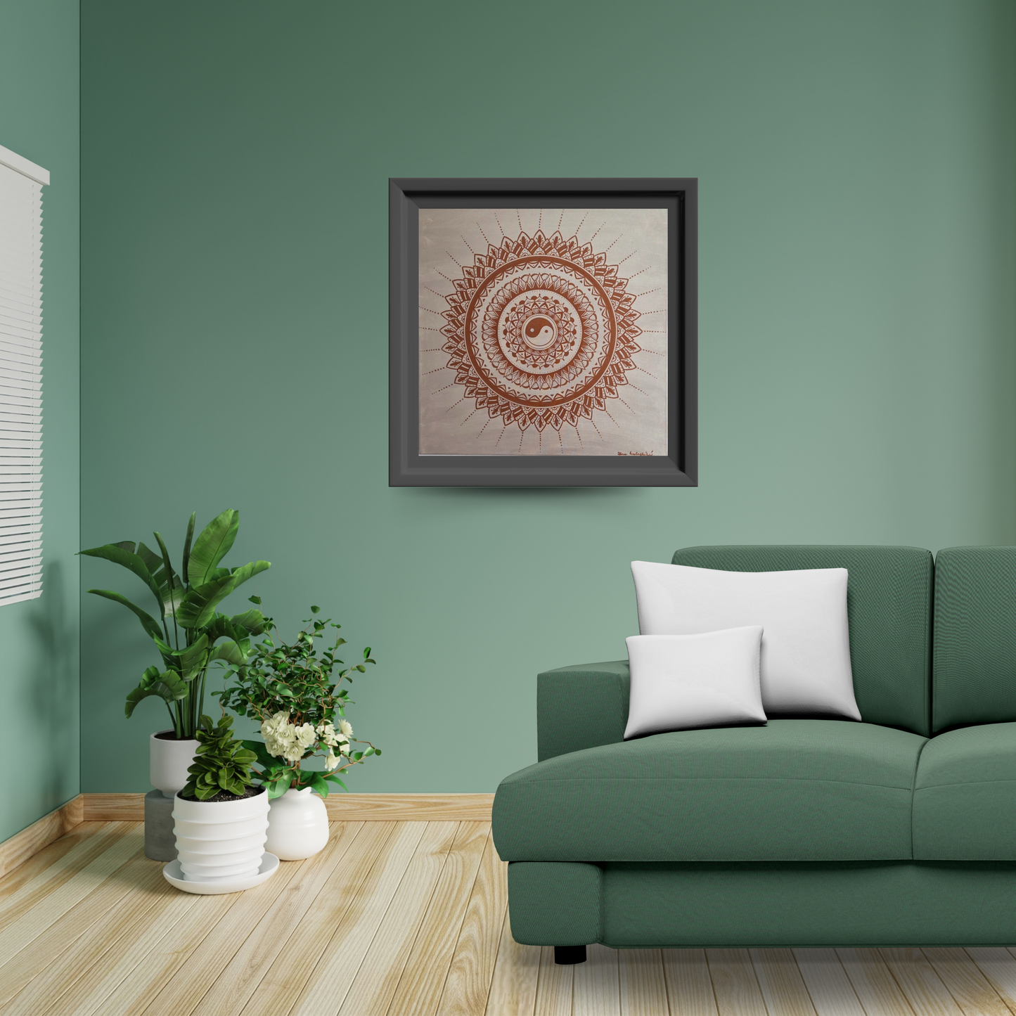 mandala béžová s měděnou