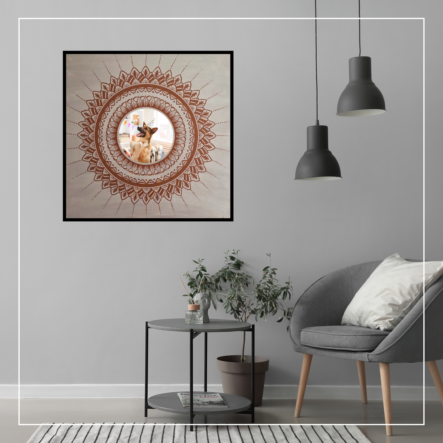 mandala béžová s měděnou