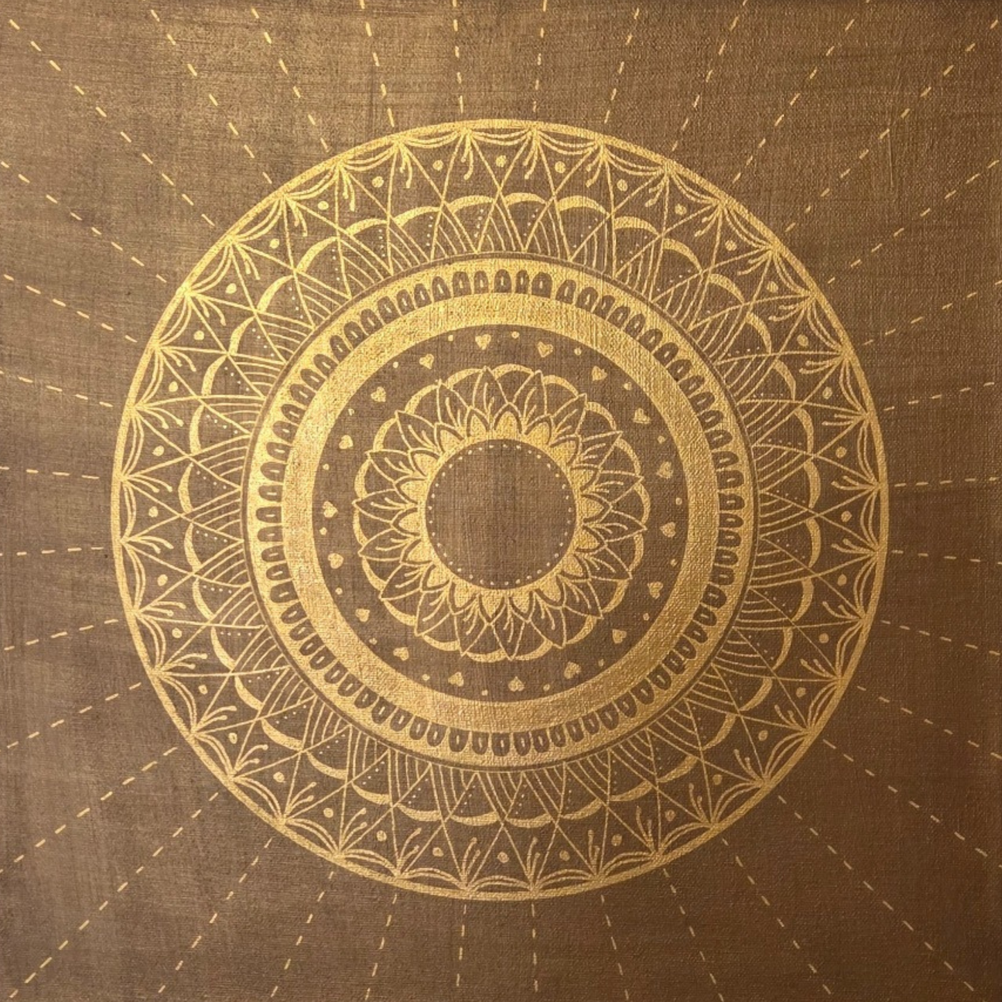 mandala hnědá se zlatou