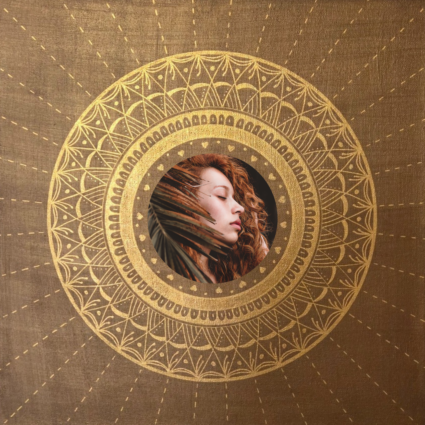 mandala hnědá se zlatou