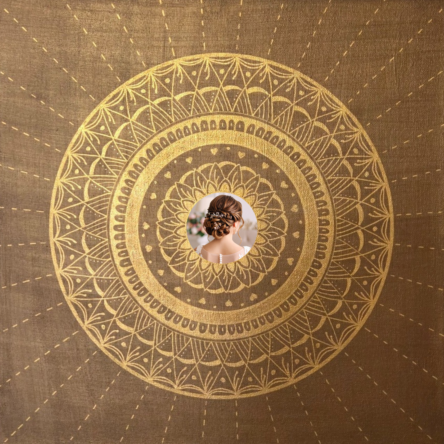 mandala hnědá se zlatou