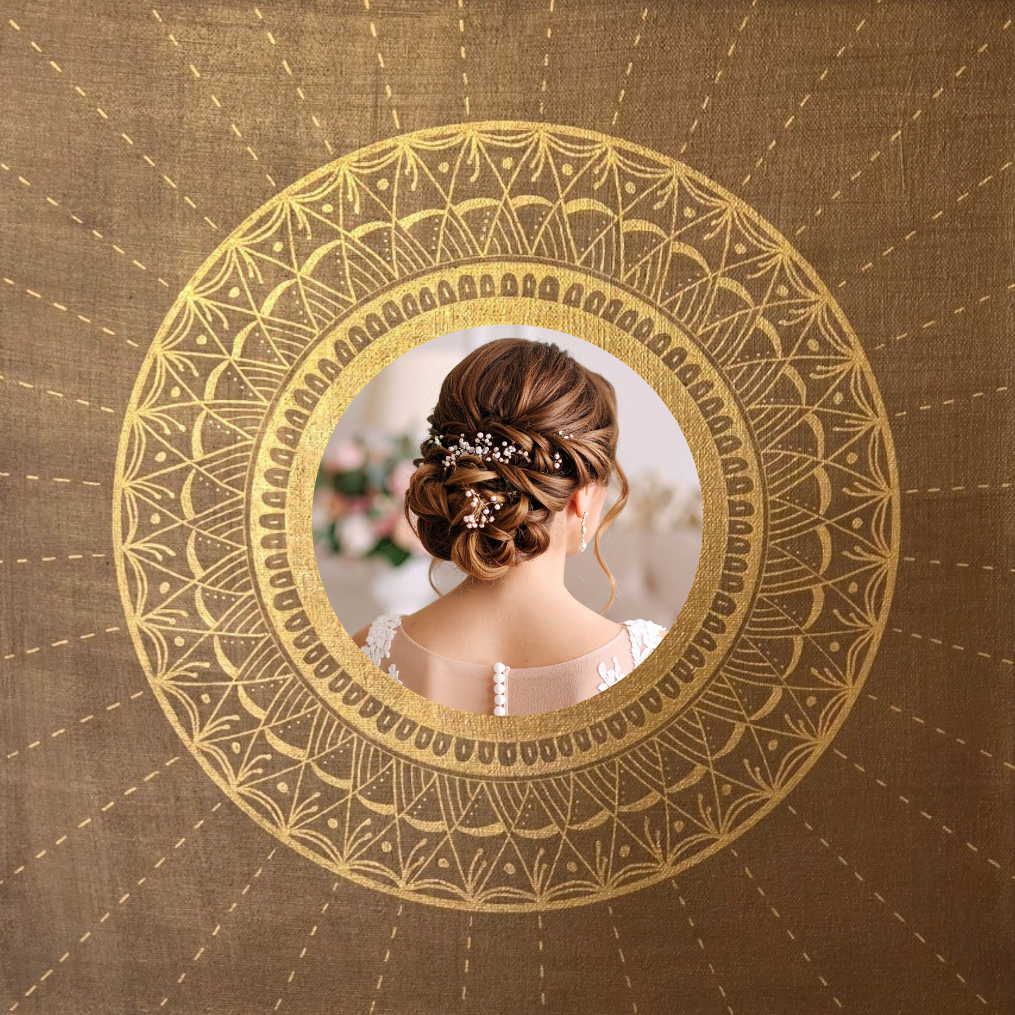 mandala hnědá se zlatou