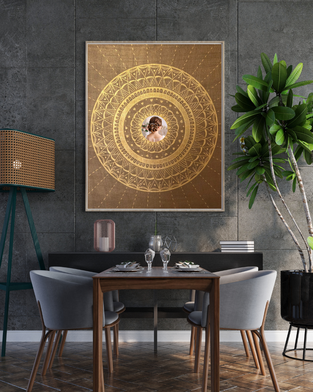 mandala hnědá se zlatou