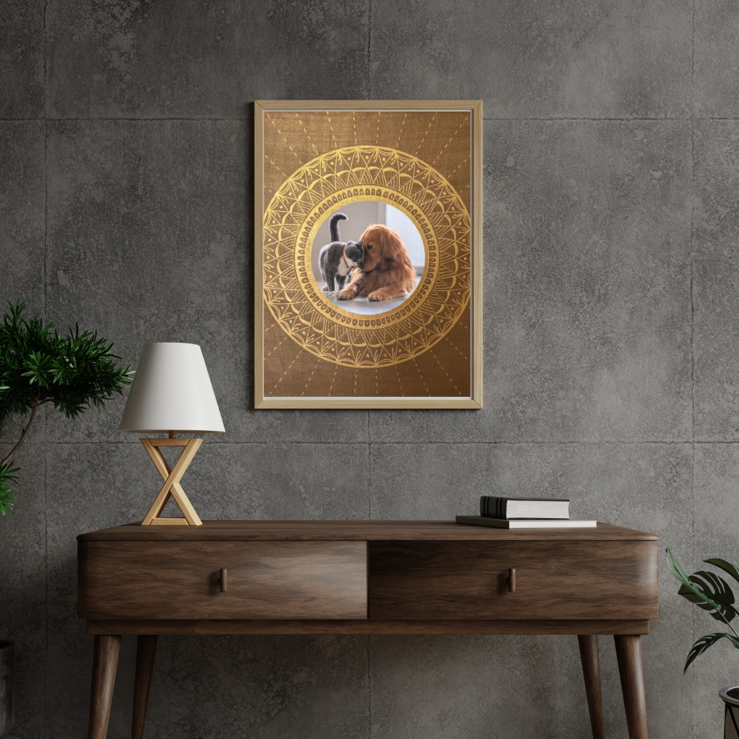 mandala hnědá se zlatou