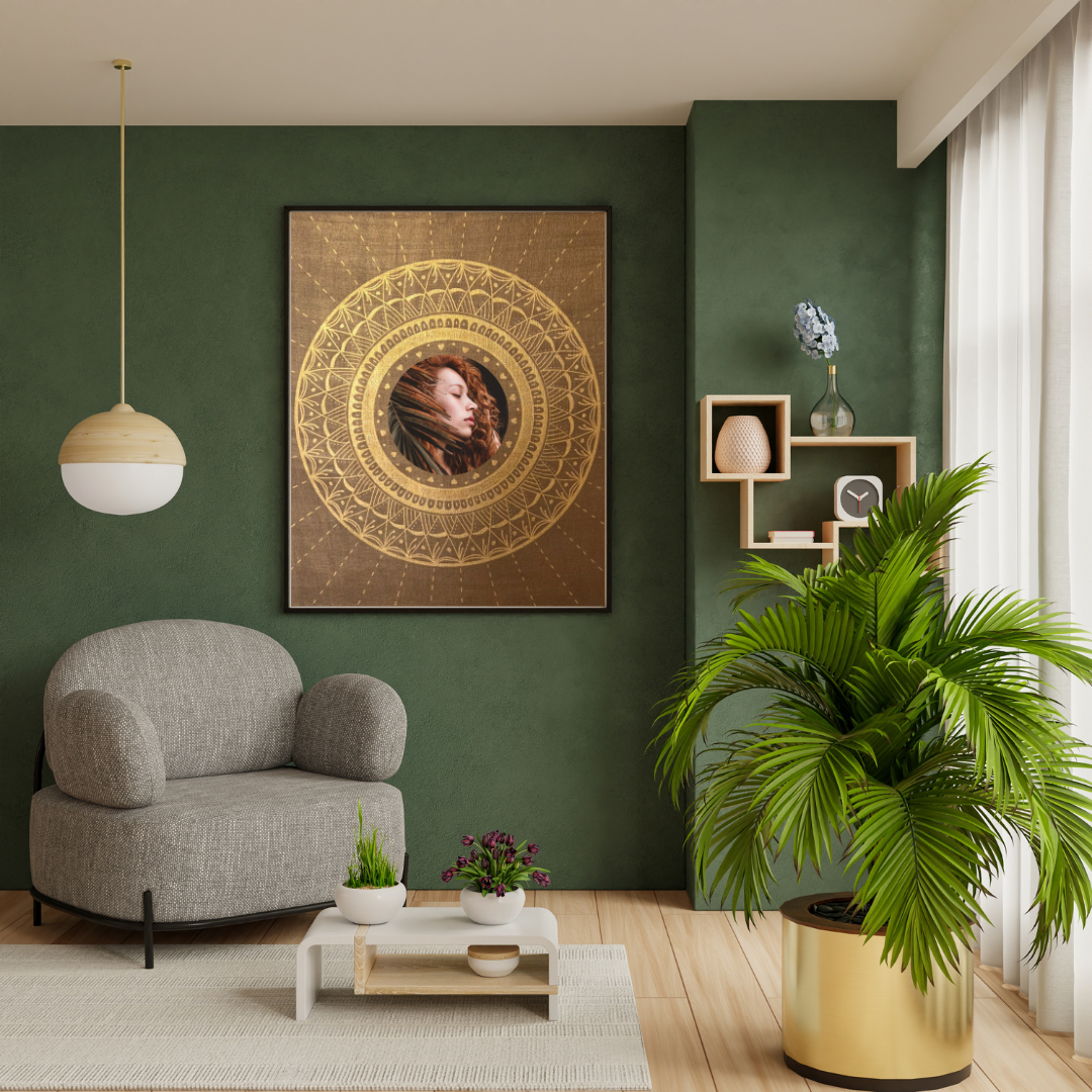 mandala hnědá se zlatou