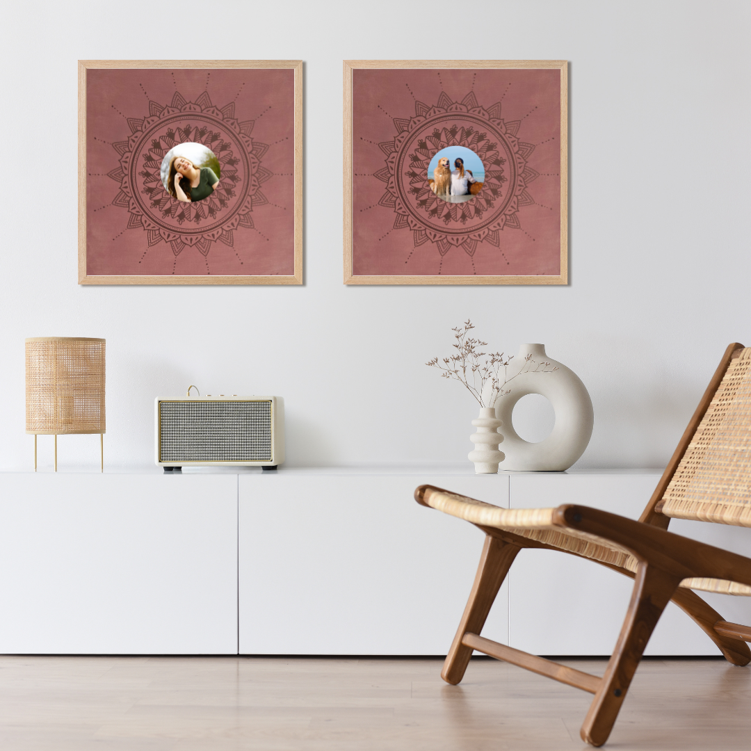 mandala růžová s bronzovou