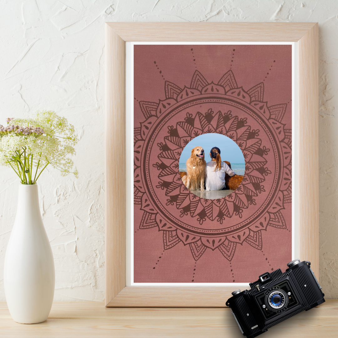 mandala růžová s bronzovou